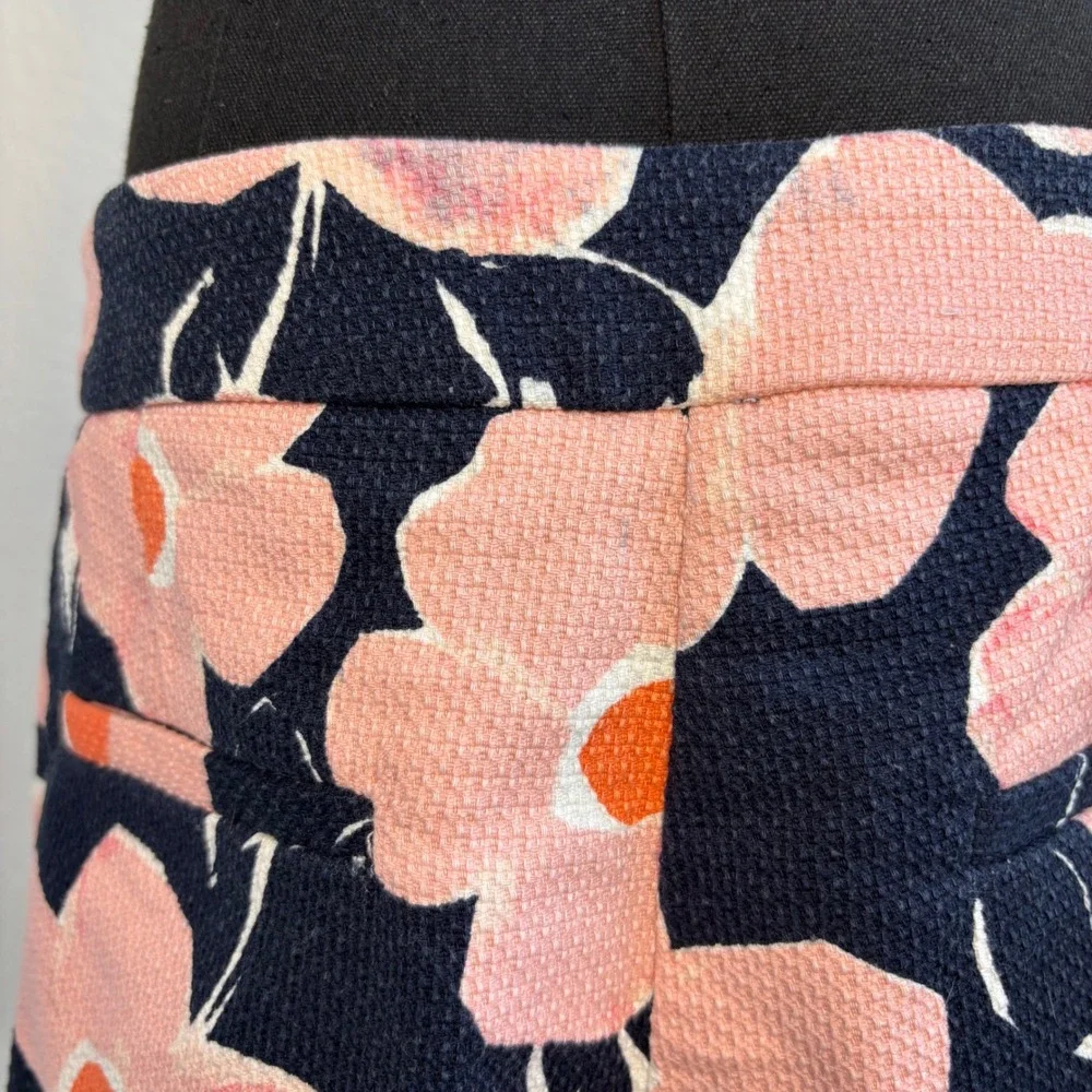 Anthropologie Georgie Scalloped Shorts Navy‎ Pink Floral High Rise Size 10